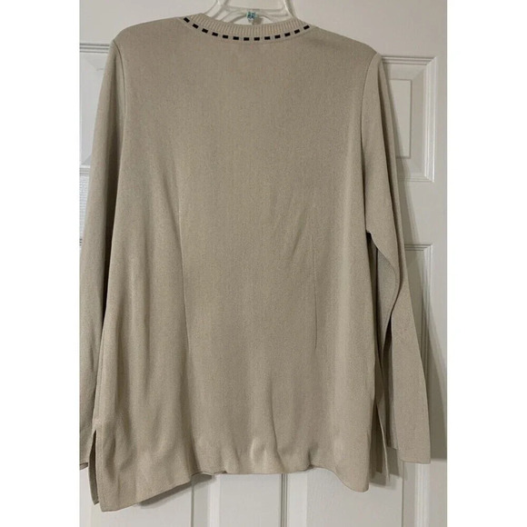 Exclusively Misook Cardigan Tan With Black Accents Size Medium (G11) - Picture 4 of 6